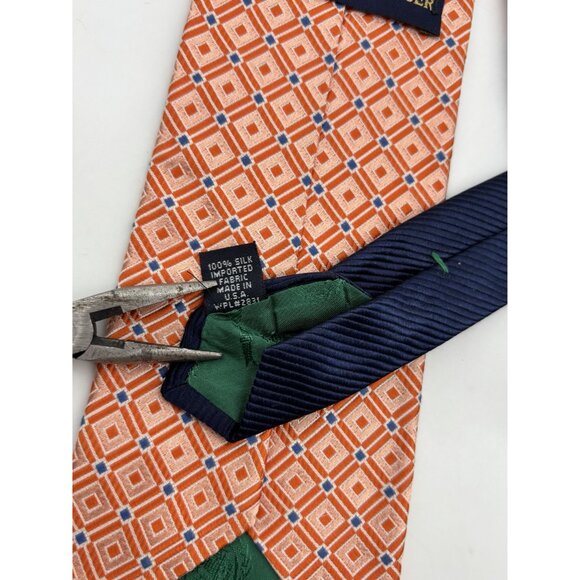 Tommy Hilfiger Orange Diamond Silk Tie - Picture 3 of 3